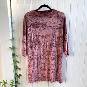 Zara Blush Velvet Shirt Dress